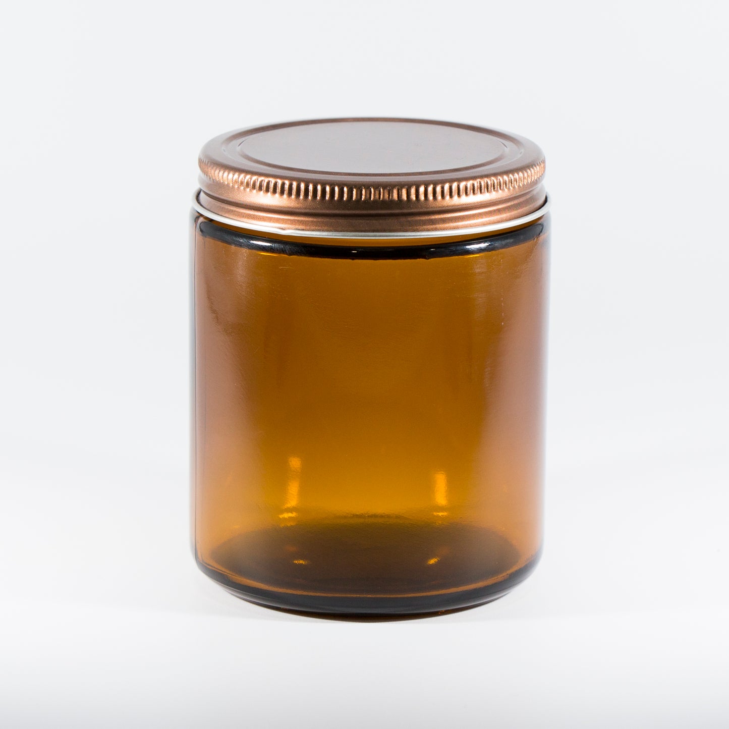 Pot pour bougie en verre ambré 8oz avec couvercle en métal | SKU: BSJ-034