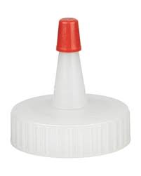 plastic 38/400 Natural Spout Cap with Red Tip, by Bottle Source Corporation.