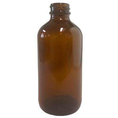 Amber glass Boston round bottle with no visible content.
