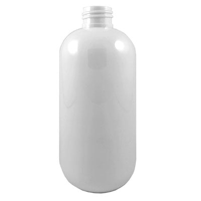 16oz white PET Boston round bottle with 24/410 neck finish, lightweight and durable for liquids, by Bottle Source Corporation