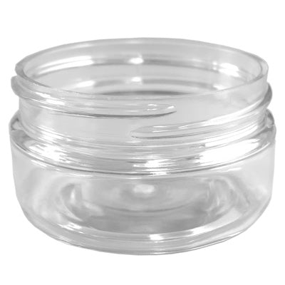 2oz clear PET jar with cap from Bottle Source Corporation, 58/400 size, suitable for storing small items or cosmetics.