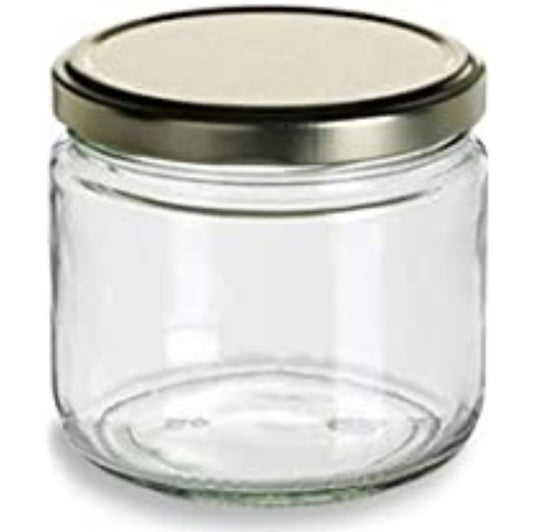 375ml / 500g Clear Glass Short Jar with 70TW Metal Cap | SKU: BSJ-023