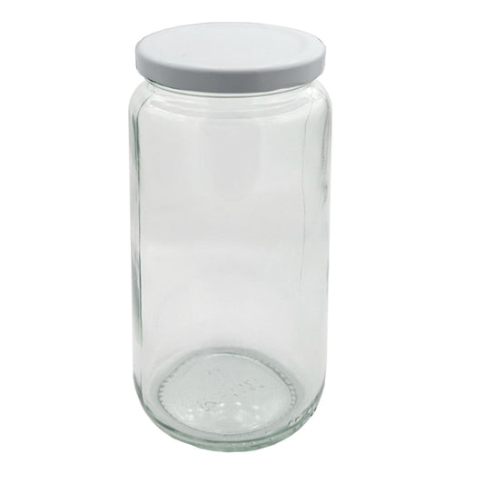 500ml Glass Tall Cylinder Jar with Metal Cap | SKU: BSJ-079