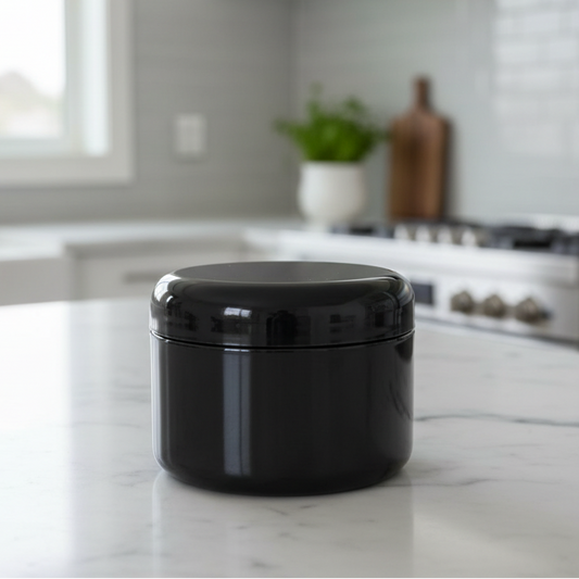 8oz Black PP Double Wall Round Base Jar with 89/400 Dome Cap | SKU: BSJ-092