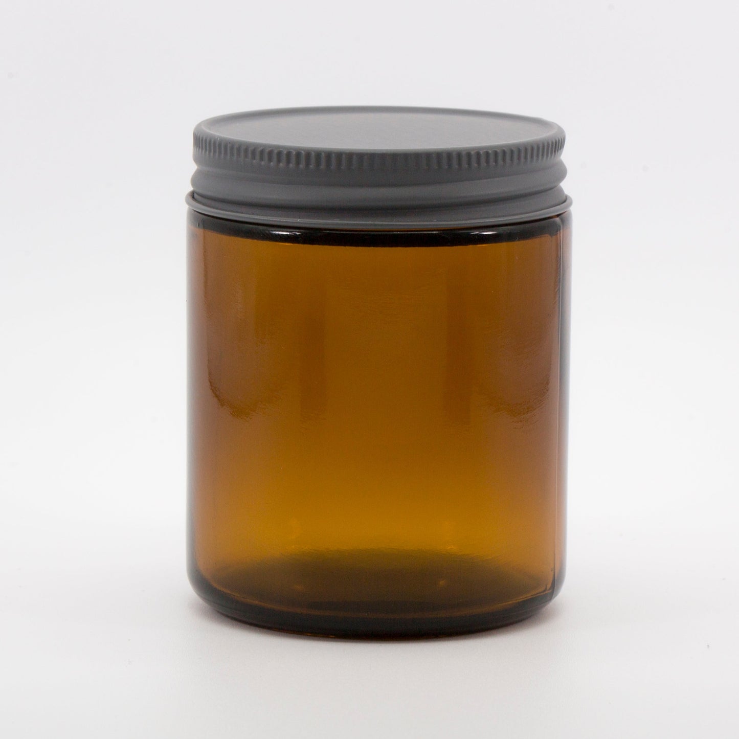 Pot pour bougie en verre ambré 8oz avec couvercle en métal | SKU: BSJ-034