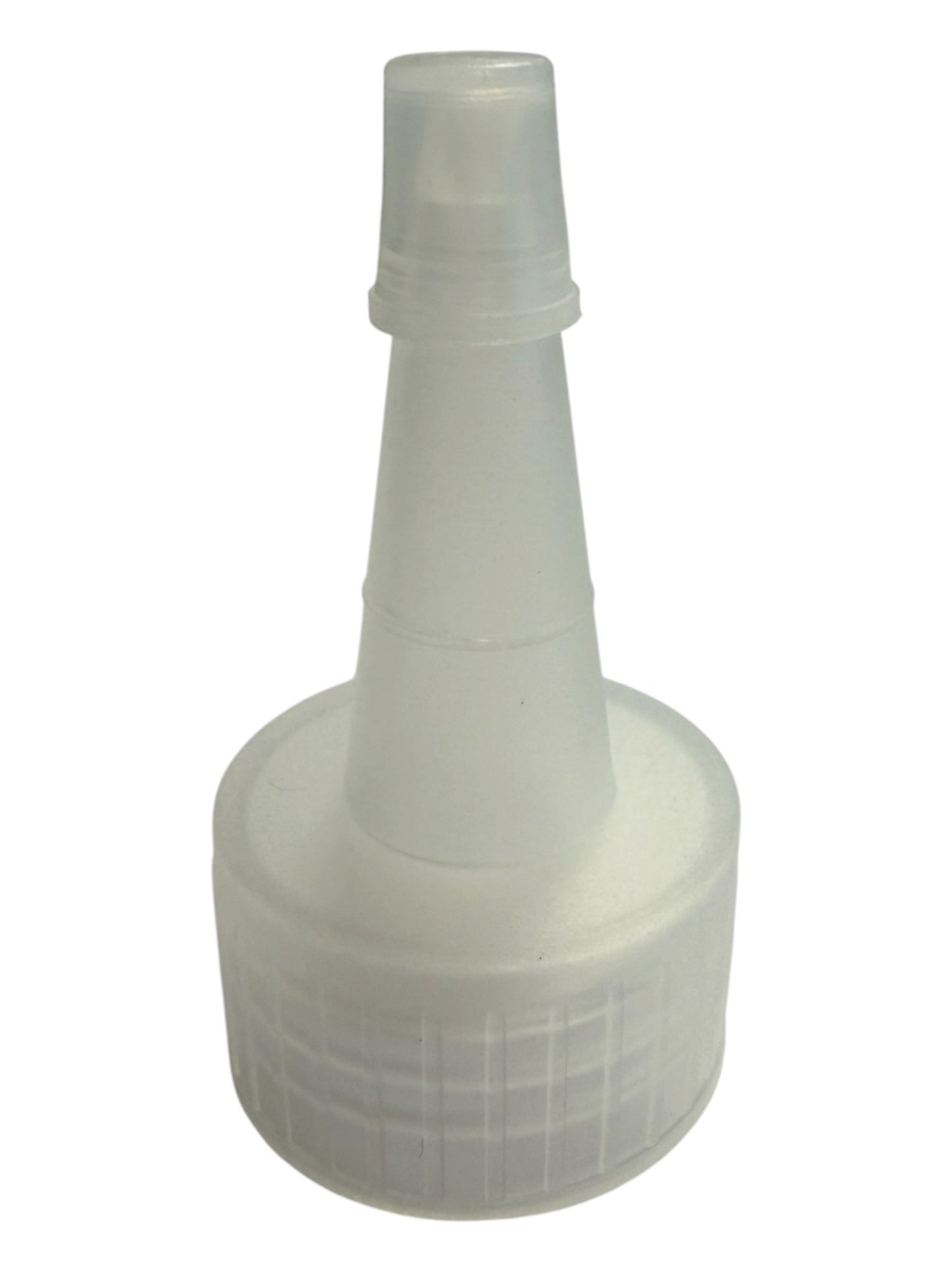 Natural 24/410 spout cap with tip from Bottle Source Corporation, shown with closure and dispensing tip.