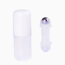 18MM Metal Roll-on Ball with White Cap, used for essential oils and wellness packaging, by Bottle Source Corporation.
