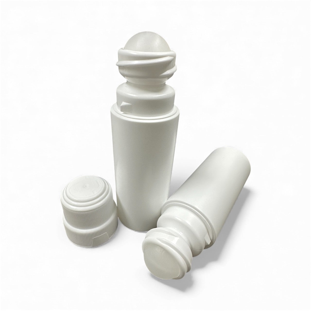 3oz White Child Resistant HDPE Roll-on Bottle w/ Plastic Cap and Plastic Roller Ball   SKU:BSB-148