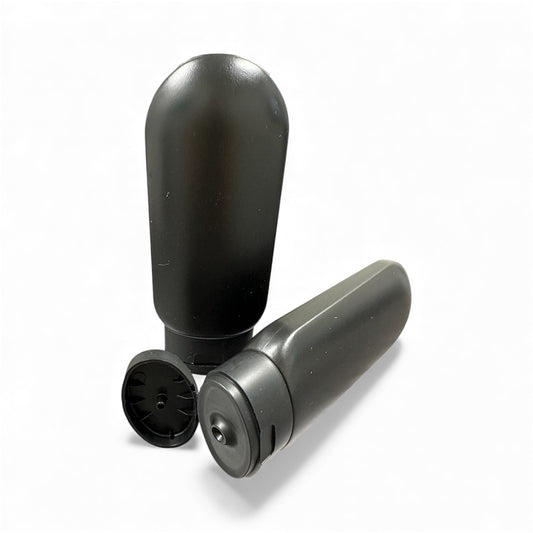 2oz Black HDPE Gemini Bottle With Black Snap Cap   SKU:BSB-231