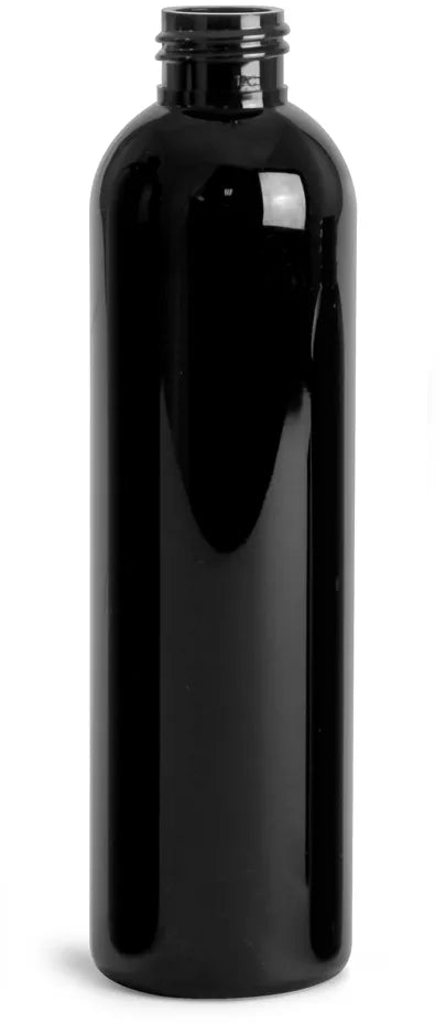 Bouteille ronde Cosmo PET noire de 8 oz 24/410 SKU:BSB-158