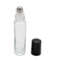 10ml Clear Glass Roll-on bottle with Metal Ball & Black Cap | SKU:BSB-095