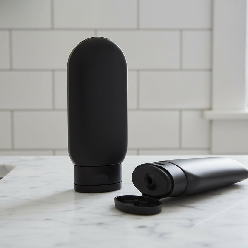 4oz Black HDPE Gemini Bottle With Black Snap Cap | SKU: BSB-230