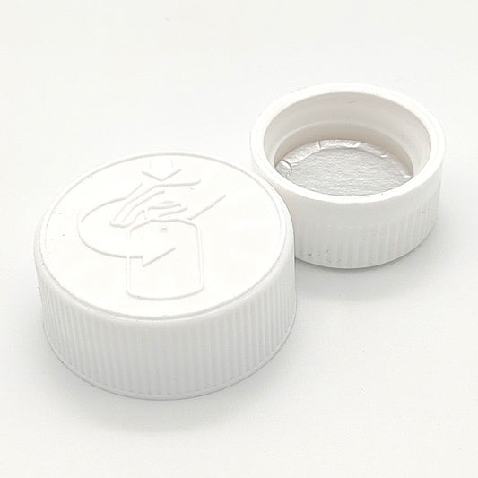 38/400 White Child Lock Cap with Liner | SKU:BSC-028