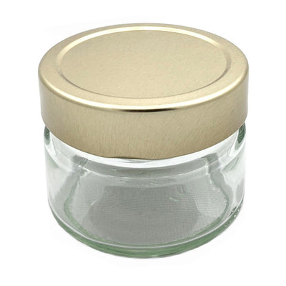 Bocal en verre Ergo de 150 ml 70 mm avec bouchon en métal | SKU:BSJ-028