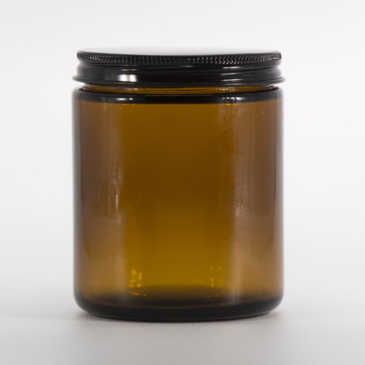 8oz Amber Glass Candle Jar with 70/400 Metal Lid | SKU: BSJ-034