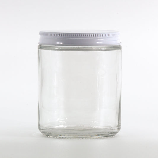 8oz Clear Glass Candle Jar with 70/400 Metal Lid | SKU: BSJ-036