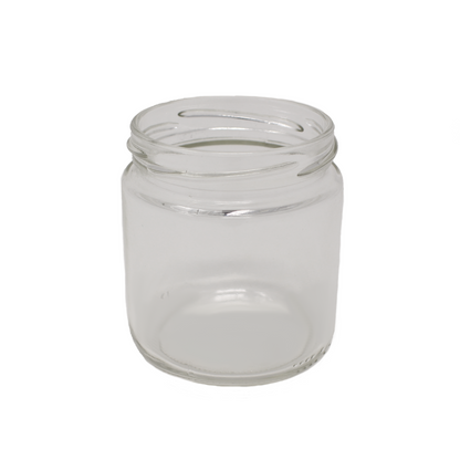 Bocal court en verre transparent de 250 ml avec bouchon en métal | SKU: BSJ-076