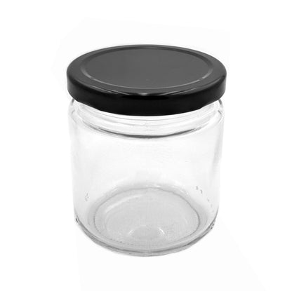 Bocal court en verre transparent de 250 ml avec bouchon en métal | SKU: BSJ-076