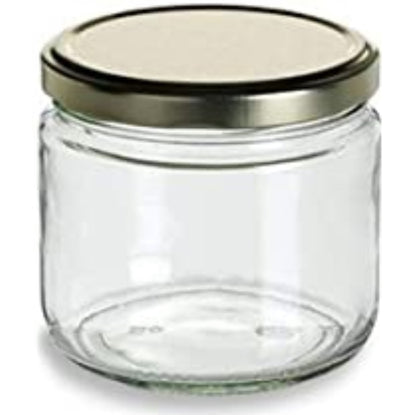 Bocal court en verre transparent de 250 ml avec bouchon en métal | SKU: BSJ-076