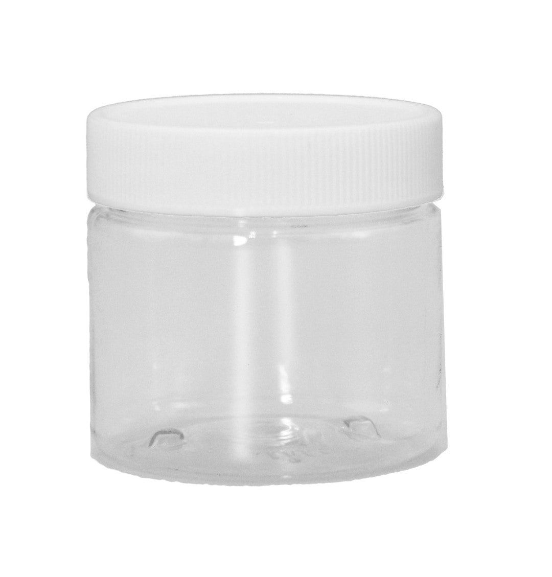 2oz Clear PET Jar 48/400 with White Cap  SKU:BSJ-081