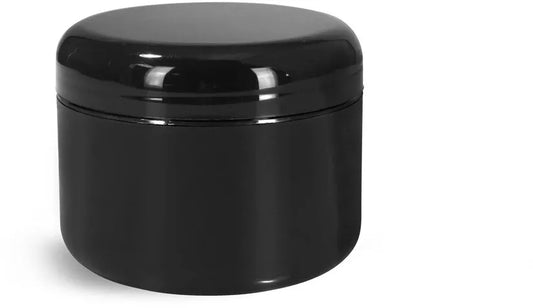 8oz Black PP Double Wall Round Base Jar with 89/400 Dome Cap | SKU: BSJ-092