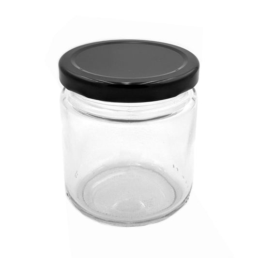 Bocal court en verre transparent de 500 ml 82TD avec bouchon SKU:BSJ-077