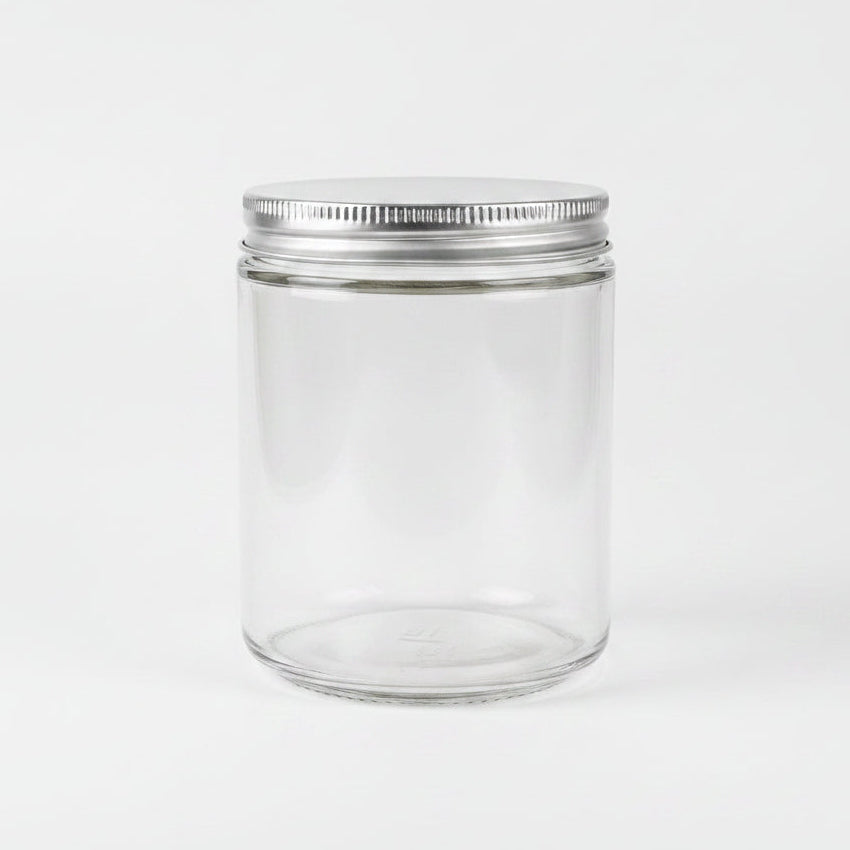 8oz Clear Glass Candle Jar with 70/400 Metal Lid | SKU: BSJ-036